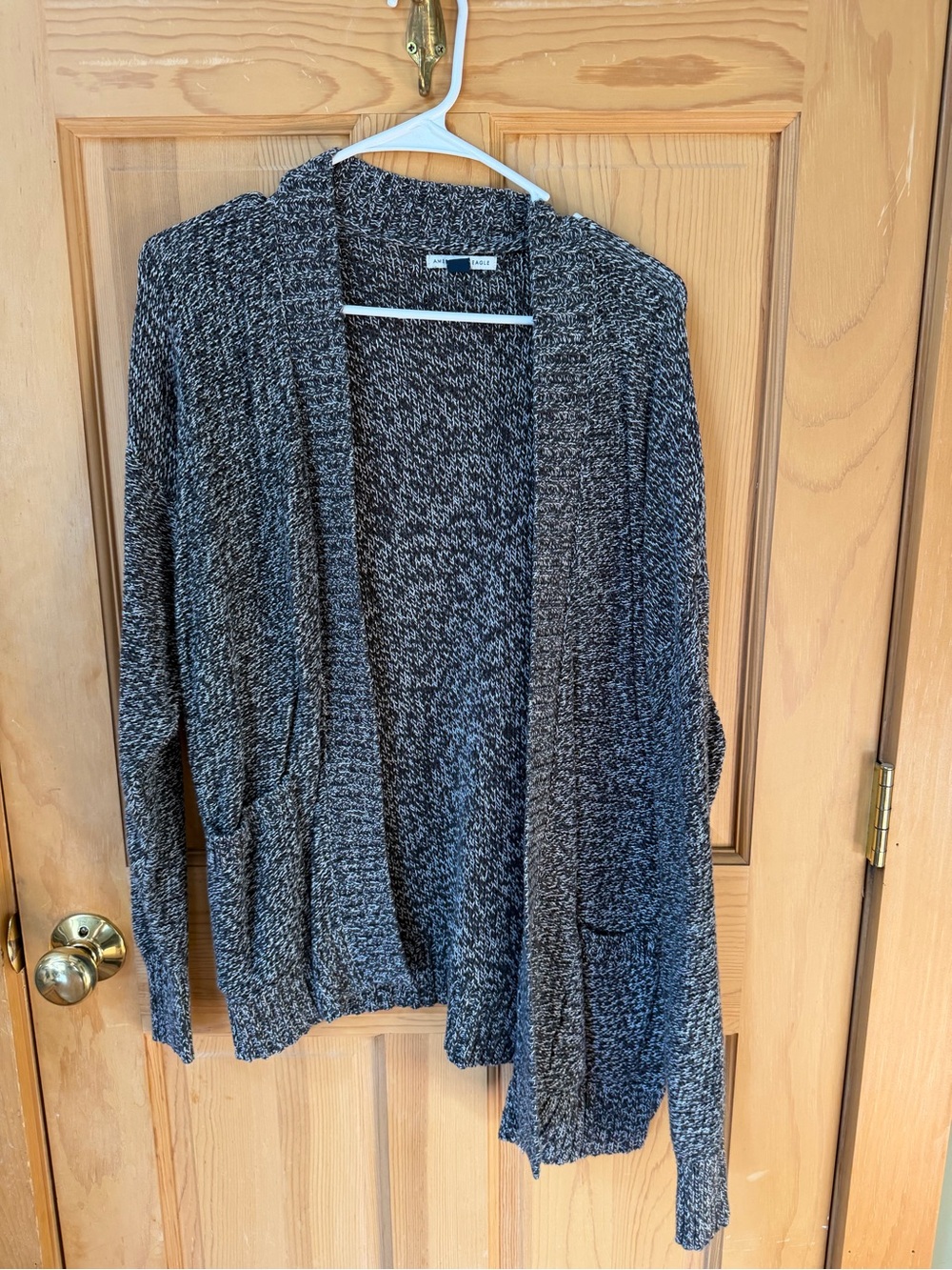 American Eagle Outfitters Marled Black and White Open-Front Cardigan